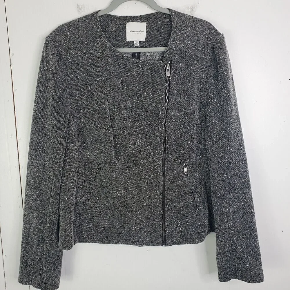 Catherine Malandrino Runway Style Womens XXL Asymmetrical Zip Marled Gray
